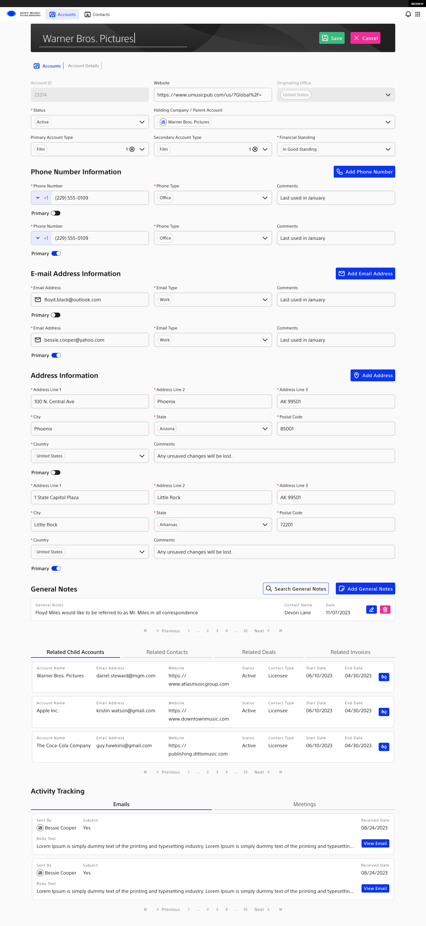 Account edit — add address